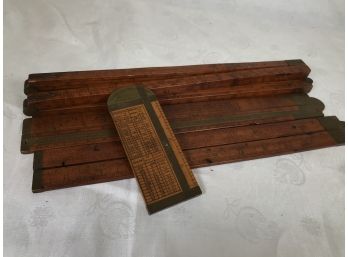 Early Rulers / Measuring Devices Including - Sailing Rope Measure - Wood & Brass - Mid / Late 1800s NICE !