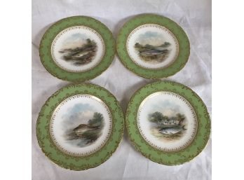 Four Stunning Antique WEDGEWOOD Hand Painted & Signed Fish Plates 1890-1920 - Very Well Done