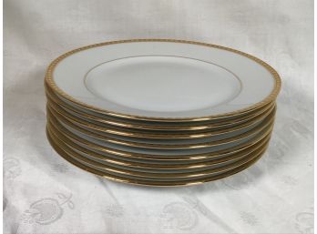 Set Of 8 Lovely TIFFANY & Co. Gold Band 8-3/4' Salad Plates - Limoges France - Paid $119.99 Each ($952.92) Set
