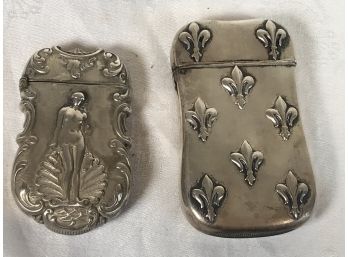 Teo Fantastic Antique Sterling Silver Match Safes - Art Nouveau Nude & Christmas 1891 FANTASTIC Pieces