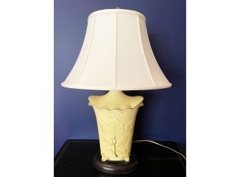 Pair Of Yellow Vintage Ceramic Table Lamps With Shades
