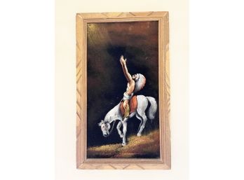 Vintage Mexican Painting On Velvet Crazy Horse
