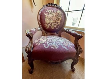 Victorian Arm Chair With Needlepoint Upholstery