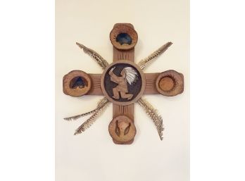 Handmade Wooden Native American Prayer Cross With Pottery By E. Kaysen '92