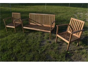 Patio Set Solid Wood Bench 56'x34'x21' And Chairs 24.5'x34'x21