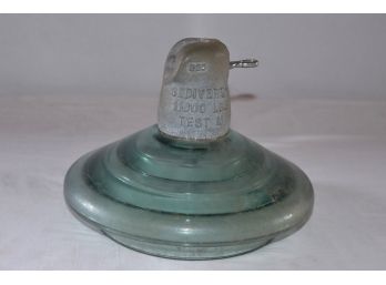 Sedivers Green Glass Electric Insulator 10' X 7.5' Clean No Chips