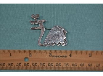 Peruvian Sterling Graziella Laffi Silver 925 Dragon Brooch Walsch Walsch Weighs 12.9 Grams