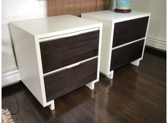 Fabulous Compatible Pair Of Custom Made & Finished End Tables - Black & White - FANTASTIC PIECES !