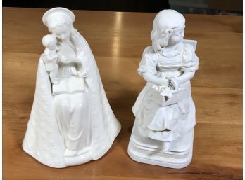 Two White Porcelain Figures - One Is Goebel / Hummel - Made In Germany - Both In Nice Condition