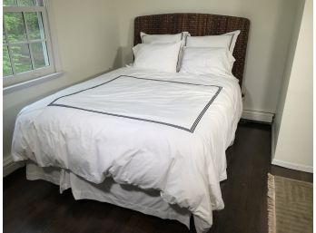COMPLETE BED - Fantastic Wicker Headboard - STEARNS & FOSTER Luxury Plush - Box - Mattress And ALL BEDDING !