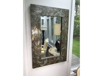 Gorgeous Large Abalone / Mother Of Pearl Mirror With Beveled Edge - Very Expensive Mirror - GREAT PIECE !
