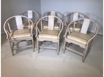 Fantastic Set Of Six (6) Vintage Faux Bamboo Horseshoe Chairs - Great Looking Chairs - NICE CONDITION !