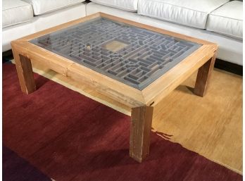 Early Antique Chinese Wooden Panel Made Into Cocktail / Coffee Table Very Nice Table - GREAT Decorator Look