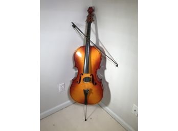Very Nice ENGELHARDT Cello 4-1/2' Feet Tall With Bow - Great Condition - Use Or Decoration - GREAT PIECE !