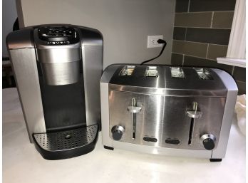 Two Nice Stainless Steel Appliances KEURIG KCup Coffee Maker  & ALL CLAD Toaster - Paid $200 For Toaster