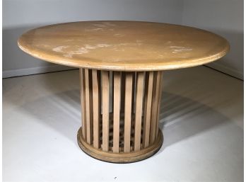 Large Round Custom Made Table - Lots Of Potential Here - Refinish ? Paint ? DON'T MISS THIS ONE !