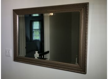 Beautiful Large Silverish / Grayish Gilt Decorator Mirror - High End Detail - Beveled Glass Mirror - NICE !
