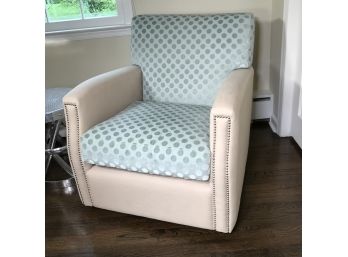 Fabulous Decorator Swivel / Rocking Chair - Silver Nail Head Trim  / Designer Fabric - Paid $1,750 - 2 Of 2