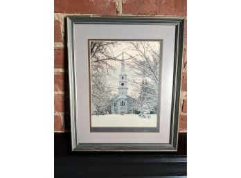Framed Photo Of A Church In Winter