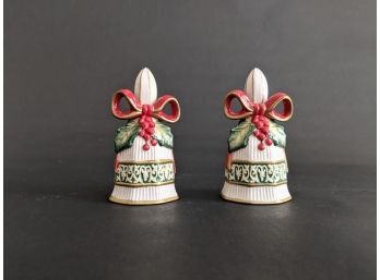 Fitz& Floyd Christmas Bells Salt & Pepper Shakers