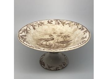 RARE Antique INDUS Ridgway Brown Transferware Pedestal Bowl. England (1800s)
