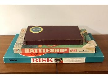 Vintage 1950s And 1960s Board Games (scrabble, Battleship, Risk)