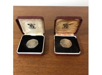 Pair Of Great Britain 1973 50 Pence Proof Commemorative Coins (EEC/EU/Brexit)