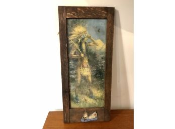 VERY RARE - Early 1900s Native American Wooden Frame And Picture With 3-dimensional Details