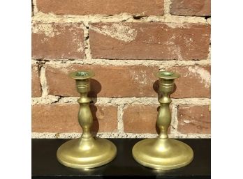 Vintage Solid Brass Candle Holders (Pair)