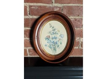 Oval Wildflowers Framed Print - Artist Unknown