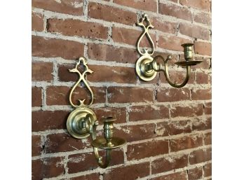 Vintage Williamsburg Restoration Solid Brass Wall Candle Sconces
