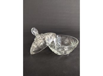Vintage Glass Candy Dish With Lid