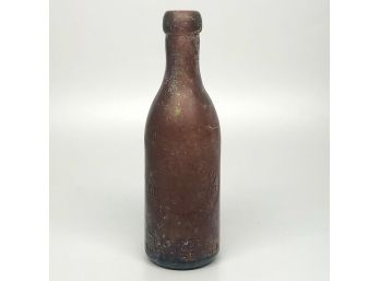 Vintage Amber Blob Top Bottle Trigge & McCaffrey Cossack Kumyss Mt. Vernon N.Y.