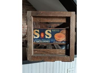 Vintage Large Wooden Fruit Crate - S&S Cantaloupes