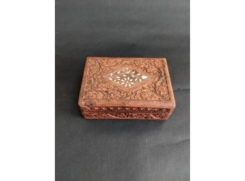 Carved Wooden Box With Inlay