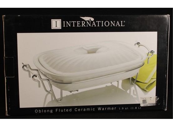 International Oblong Fluted Ceramic Warmer