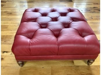 MAYFIELD Leather Plush Tufted Ottoman With Nailhead Trim