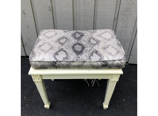 Small Vanity Bench With Snake Skin Pattern Pillow - Refinish Project