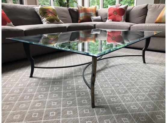 Metal Coffee Table  With Glass Top - Large