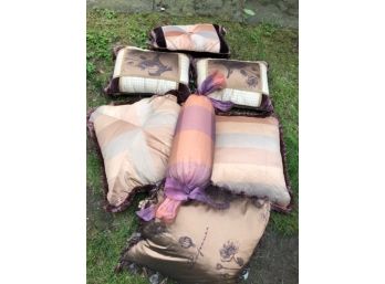 Pillow Lot #B With Silk Pillows Including Silk Sheer Valance