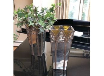 A Pair Of Mirrored Glass Cast Candle Holders - For Amazing Reflection