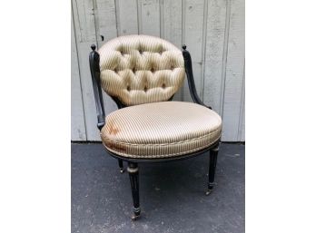 Neoclassic Fauteuil - In Striped Silk Upholstery - Antique