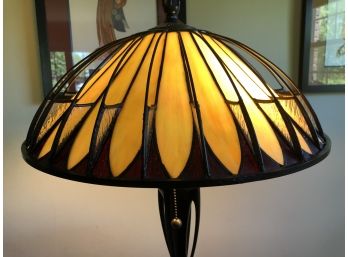 Stained Glass Standing Lamp With Black Iron - 60'H -'B'