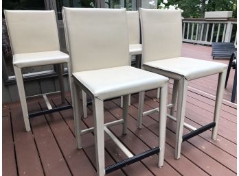 Set Of 5 Leather Upholstered Counter Height Chairs
