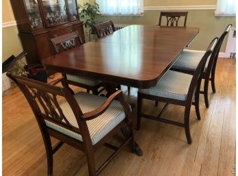 A Double Pedestal Dining Table And 6 Federal Style Chairs - B