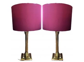 A Pair Of Brass Table Lamps -'B'