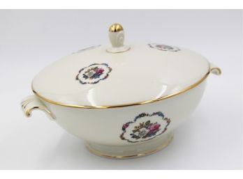 Rosenthal Porcelain Serving Dish With Cover, Gold & Flower Detail