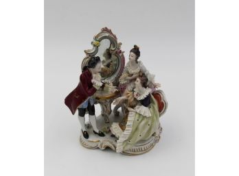 Dresden Porcelain Lace Figurine With Mirror