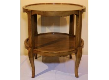 Walnut Leather-top French Provincial-style Occasional Table
