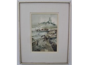 Original Watercolor Painting By Listed Artist Robert Eric Moore Abstract Coastal Landscape
